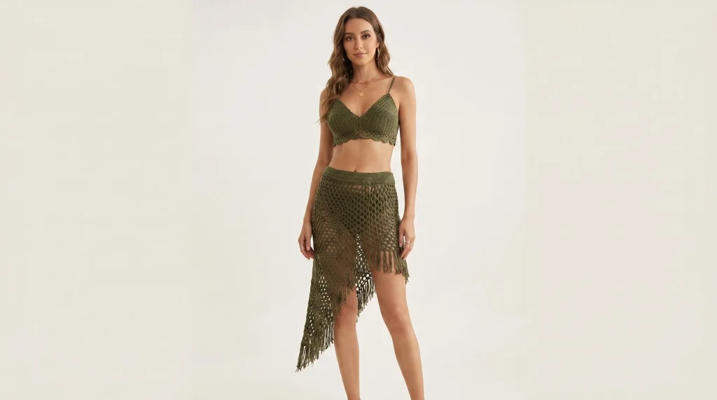 Custom Women’s Olive Crochet Knit Beach Set Manufacturer – OEM/ODM