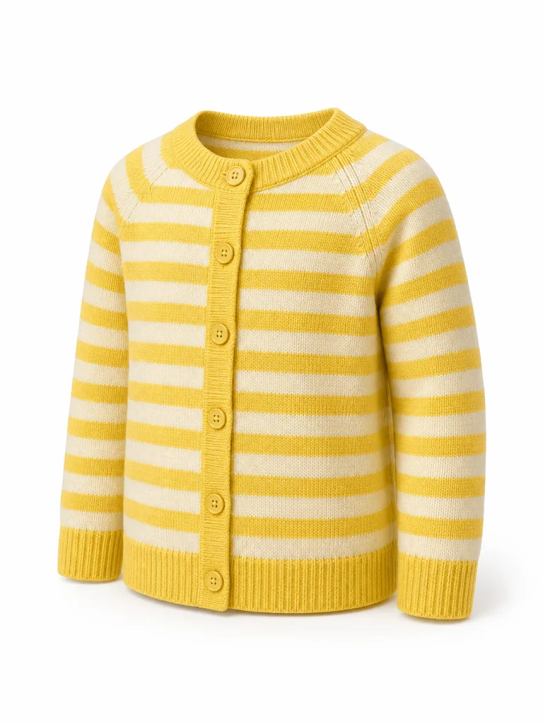 Custom Kids' 10GG Yellow and Cream Striped Knit Cardigan for Spring