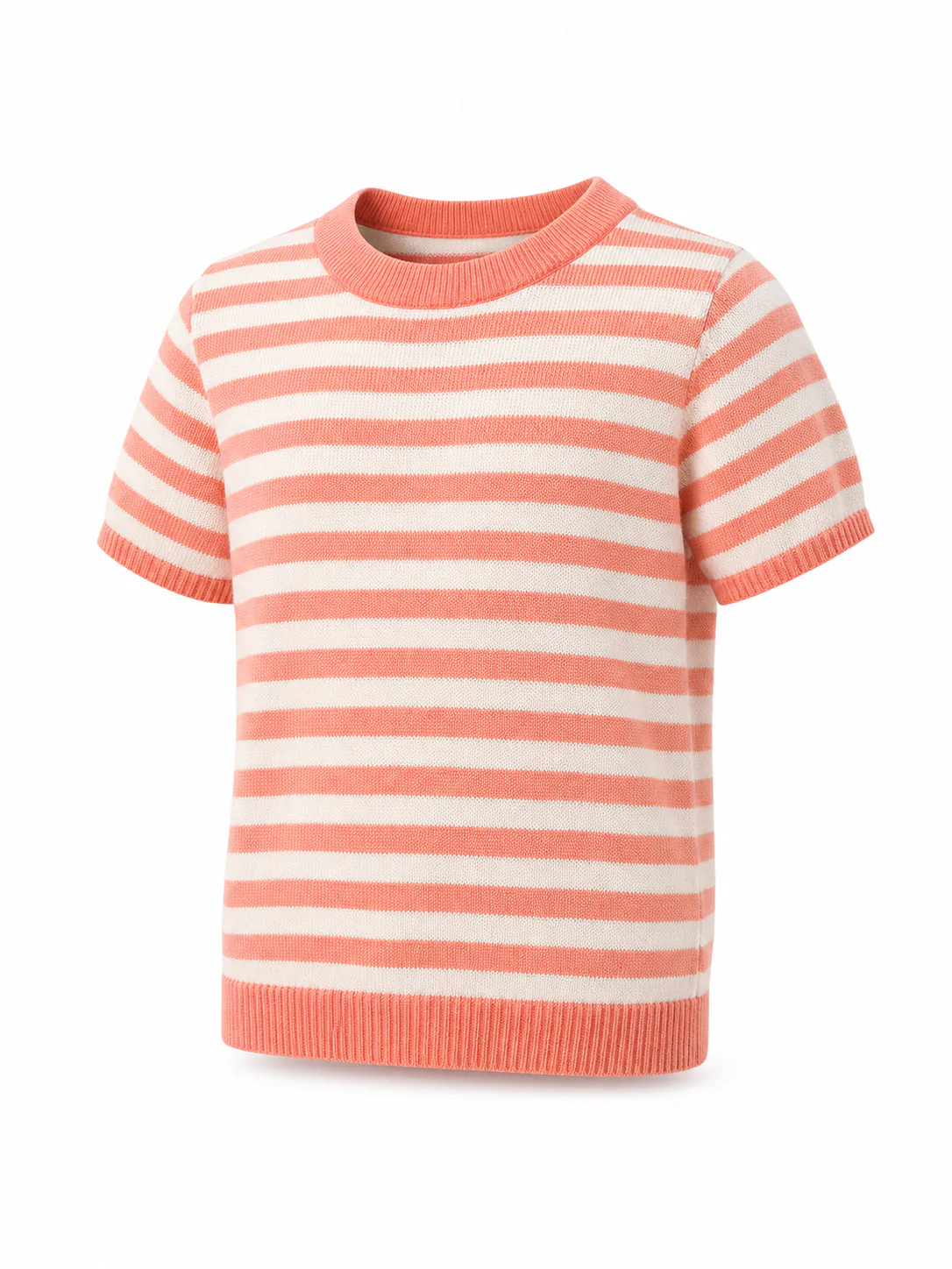 Individuelle Entwicklung: Korall-creme gestreiftes Kinder-Strick-T-Shirt in 14GG für den Sommer
