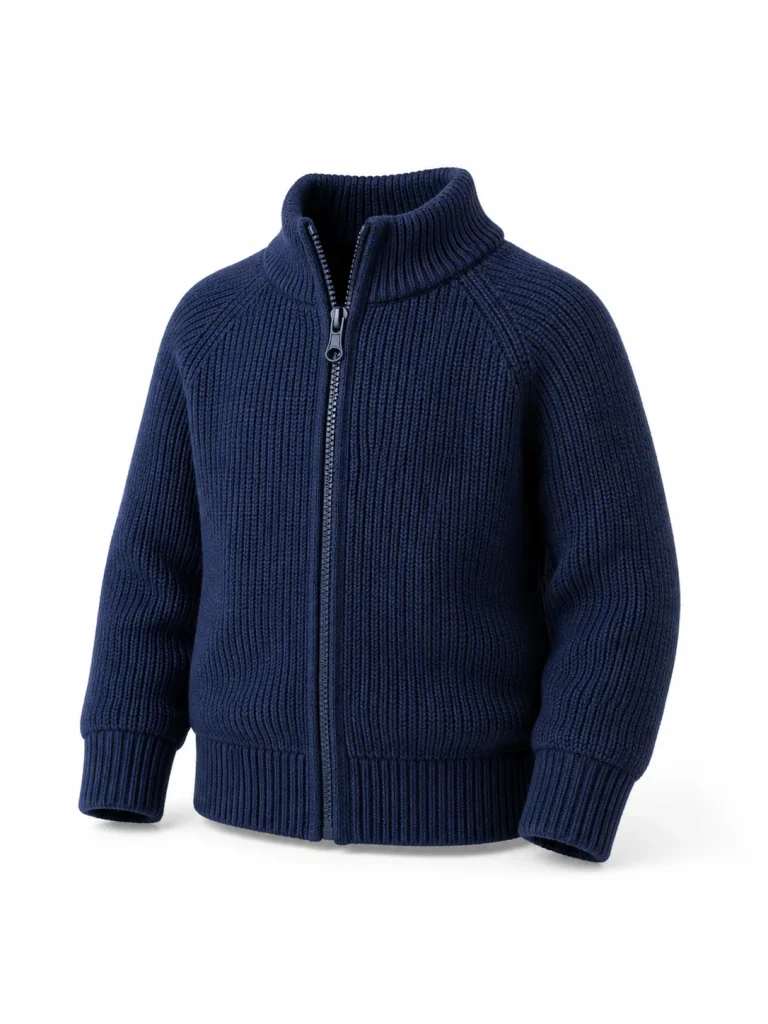 Custom Kids' 5GG Cobalt Chunky Rib Zip Cardigan for Winter