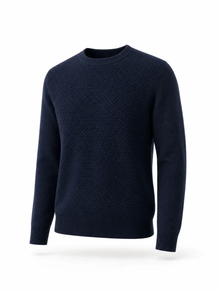 Custom Men's 7GG Navy Honeycomb Crewneck Sweater for Spring