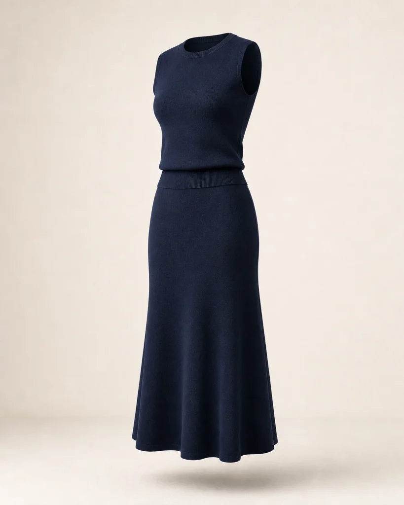 Custom Women’s Sleeveless Knit Top and Skirt Set – TYKNIT