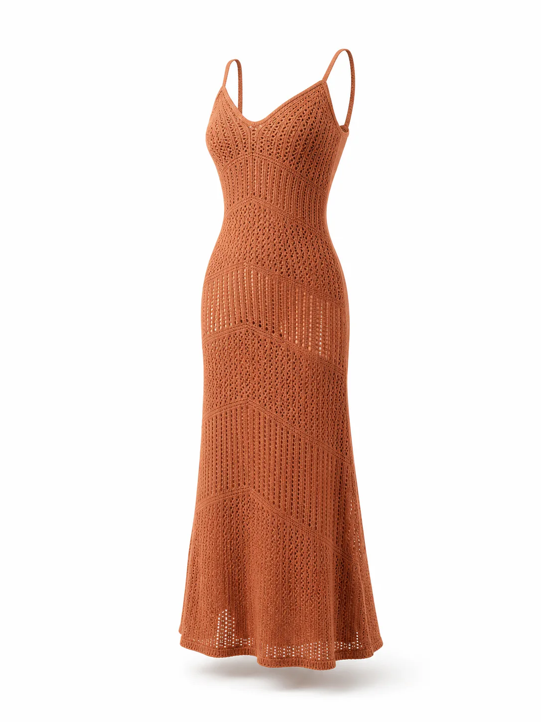 Custom Women's 12GG Terracotta Pointelle Knit Maxi Dress for Summer