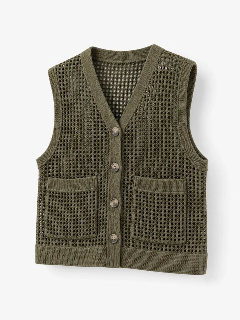 Custom Women's Olive Structured Mesh Pocket Vest for Summer
