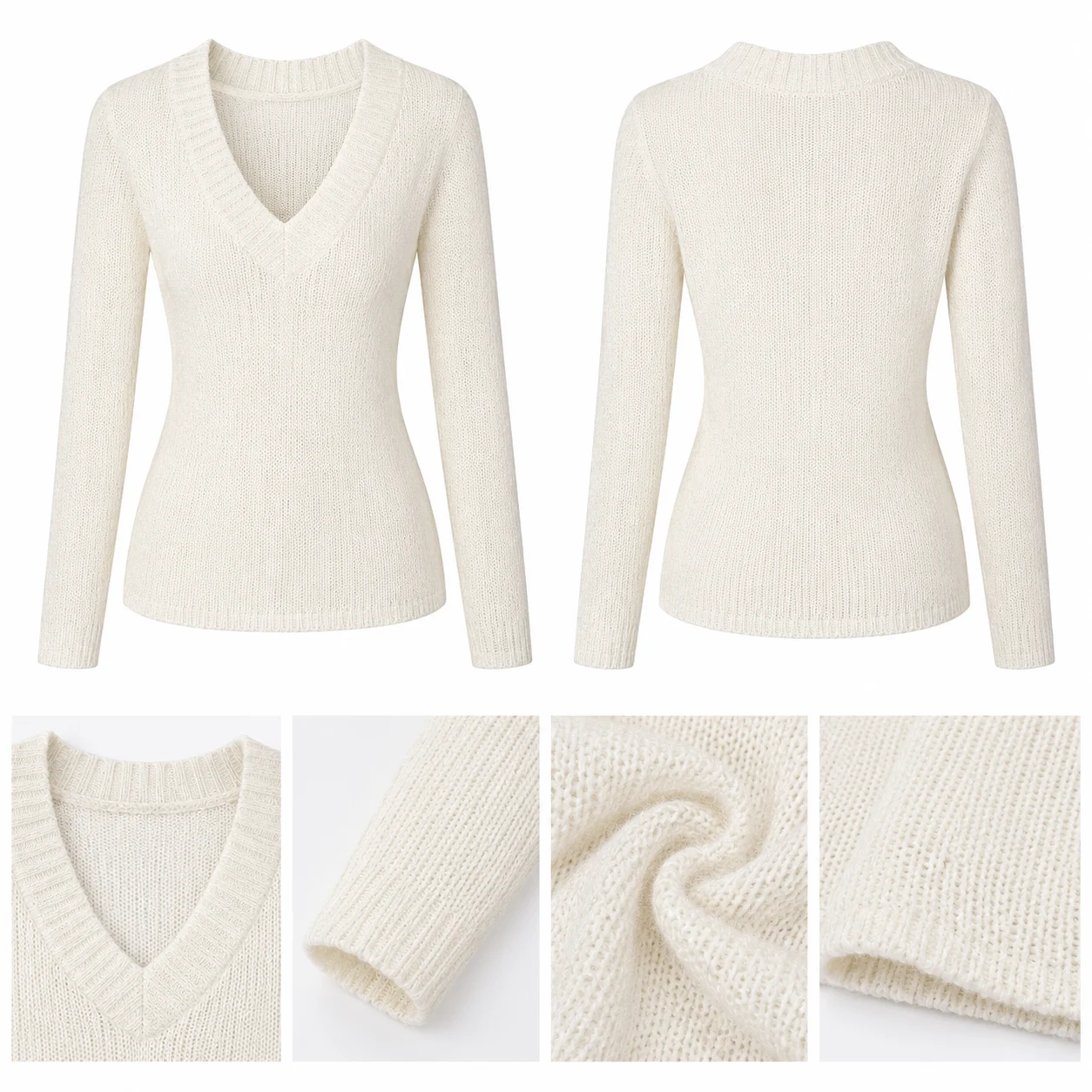 Women’s V-Neck Long Sleeve Knit Sweater