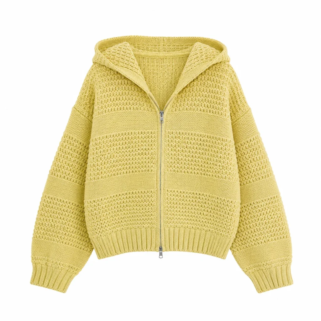 Veste tricotée à poitrine ouverte à fermeture éclair